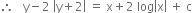 therefore space space space straight y minus 2 space open vertical bar straight y plus 2 close vertical bar space equals space straight x plus 2 space log open vertical bar straight x close vertical bar space plus space straight c