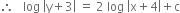 therefore space space space log space open vertical bar straight y plus 3 close vertical bar space equals space 2 space log space open vertical bar straight x plus 4 close vertical bar plus straight c