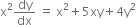 straight x squared dy over dx space equals space straight x squared plus 5 xy plus 4 straight y squared
