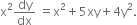 straight x squared dy over dx space equals straight x squared plus 5 xy plus 4 straight y squared.