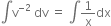 integral straight v to the power of negative 2 end exponent space dv space equals space integral 1 over straight x dx