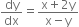 dy over dx equals fraction numerator straight x plus 2 straight y over denominator straight x minus straight y end fraction