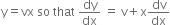 straight y equals vx space so space that space dy over dx space equals space straight v plus straight x dv over dx