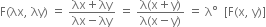 straight F left parenthesis λx comma space λy right parenthesis space equals space fraction numerator λx plus λy over denominator λx minus λy end fraction space equals space fraction numerator straight lambda left parenthesis straight x plus straight y right parenthesis over denominator straight lambda left parenthesis straight x minus straight y right parenthesis end fraction space equals space straight lambda degree space space left square bracket straight F left parenthesis straight x comma space straight y right parenthesis right square bracket