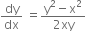 dy over dx space equals fraction numerator straight y squared minus straight x squared over denominator 2 xy end fraction