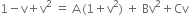 1 minus straight v plus straight v squared space equals space straight A thin space left parenthesis 1 plus straight v squared right parenthesis space plus space Bv squared plus Cv