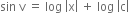 sin space straight v space equals space log space open vertical bar straight x close vertical bar space plus space log space open vertical bar straight c close vertical bar
