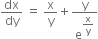 dx over dy space equals space straight x over straight y plus straight y over straight e to the power of begin display style straight x over straight y end style end exponent
