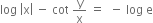 log space open vertical bar straight x close vertical bar space minus space cot space straight y over straight x space equals space space minus space log space straight e