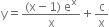 straight y equals fraction numerator left parenthesis straight x minus 1 right parenthesis space straight e to the power of straight x over denominator straight x end fraction plus straight c over straight x