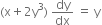 left parenthesis straight x plus 2 straight y cubed right parenthesis space dy over dx space equals space straight y
