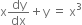 straight x dy over dx plus straight y space equals space straight x cubed
