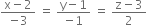 fraction numerator straight x minus 2 over denominator negative 3 end fraction space equals space fraction numerator straight y minus 1 over denominator negative 1 end fraction space equals space fraction numerator straight z minus 3 over denominator 2 end fraction