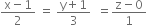 fraction numerator straight x minus 1 over denominator 2 end fraction space equals space fraction numerator straight y plus 1 over denominator 3 end fraction space space equals fraction numerator straight z minus 0 over denominator 1 end fraction