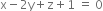 straight x minus 2 straight y plus straight z plus 1 space equals space 0