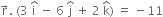straight r with rightwards arrow on top. space left parenthesis 3 space straight i with hat on top space minus space 6 space straight j with hat on top space plus space 2 space straight k with hat on top right parenthesis space equals space minus 11