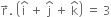 straight r with rightwards arrow on top. space open parentheses straight i with hat on top space plus space straight j with hat on top space plus space straight k with hat on top close parentheses space equals space 3