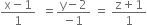 fraction numerator straight x minus 1 over denominator 1 end fraction space space equals fraction numerator straight y minus 2 over denominator negative 1 end fraction space equals space fraction numerator straight z plus 1 over denominator 1 end fraction