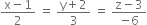 fraction numerator straight x minus 1 over denominator 2 end fraction space equals space fraction numerator straight y plus 2 over denominator 3 end fraction space equals space fraction numerator straight z minus 3 over denominator negative 6 end fraction