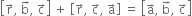 open square brackets straight r with rightwards arrow on top comma space straight b with rightwards arrow on top comma space straight c with rightwards arrow on top close square brackets space plus space open square brackets straight r with rightwards arrow on top comma space straight c with rightwards arrow on top comma space straight a with rightwards arrow on top close square brackets space equals space open square brackets straight a with rightwards arrow on top comma space straight b with rightwards arrow on top comma space straight c with rightwards arrow on top close square brackets