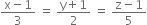 fraction numerator straight x minus 1 over denominator 3 end fraction space equals space fraction numerator straight y plus 1 over denominator 2 end fraction space equals space fraction numerator straight z minus 1 over denominator 5 end fraction
