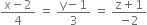fraction numerator straight x minus 2 over denominator 4 end fraction space equals space fraction numerator straight y minus 1 over denominator 3 end fraction space equals space fraction numerator straight z plus 1 over denominator negative 2 end fraction