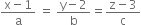 fraction numerator straight x minus 1 over denominator straight a end fraction space equals space fraction numerator straight y minus 2 over denominator straight b end fraction equals fraction numerator straight z minus 3 over denominator straight c end fraction