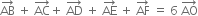 AB with rightwards arrow on top space plus space AC with rightwards arrow on top plus space AD with rightwards arrow on top space plus space AE with rightwards arrow on top space plus space AF with rightwards arrow on top space equals space 6 space AO with rightwards arrow on top