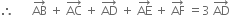 therefore space space space space space space AB with rightwards arrow on top space plus space AC with rightwards arrow on top space plus space AD with rightwards arrow on top space plus space AE with rightwards arrow on top space plus space AF with rightwards arrow on top space equals 3 space AD with rightwards arrow on top