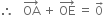 therefore space space space OA with rightwards arrow on top space plus space OE with rightwards arrow on top space equals space 0 with rightwards arrow on top