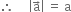 therefore space space space space space open vertical bar straight a with rightwards arrow on top close vertical bar space equals space straight a