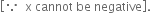 open square brackets because space space straight x space cannot space be space negative close square brackets.