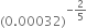 left parenthesis 0.00032 right parenthesis to the power of negative 2 over 5 end exponent