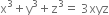 straight x cubed plus straight y cubed plus straight z cubed equals space 3 xyz