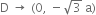 straight D space rightwards arrow space left parenthesis 0 comma space minus square root of 3 space straight a right parenthesis