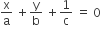 straight x over straight a space plus straight y over straight b space plus 1 over straight c space equals space 0