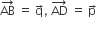 AB with rightwards arrow on top space equals space straight q with rightwards arrow on top comma space AD with rightwards arrow on top space equals space straight p with rightwards arrow on top