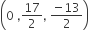 open parentheses 0 space comma 17 over 2 comma space fraction numerator negative 13 over denominator 2 end fraction close parentheses