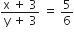 fraction numerator straight x space plus space 3 over denominator straight y space plus space 3 end fraction space equals space 5 over 6