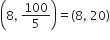 open parentheses 8 comma space 100 over 5 close parentheses equals left parenthesis 8 comma space 20 right parenthesis