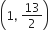 open parentheses 1 comma space 13 over 2 close parentheses