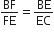 BF over FE equals BE over EC