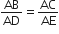 AB over AD equals AC over AE