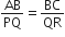 AB over PQ equals BC over QR
