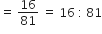 equals space 16 over 81 space equals space 16 space colon space 81
