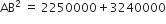 AB squared space equals space 2250000 plus 3240000