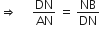 rightwards double arrow space space space space space DN over AN space equals space NB over DN