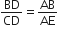 BD over CD equals AB over AE