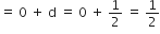 equals space 0 space plus space straight d space equals space 0 space plus space 1 half space equals space 1 half