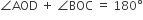 angle AOD space plus space angle BOC space equals space 180 degree